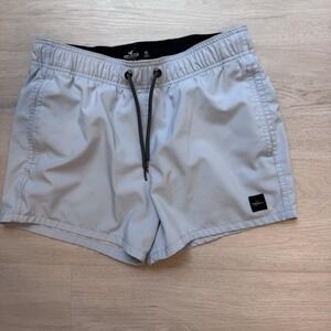 Hollister Mens Swim Trunks Light Grey/blue Drawstring Size XS